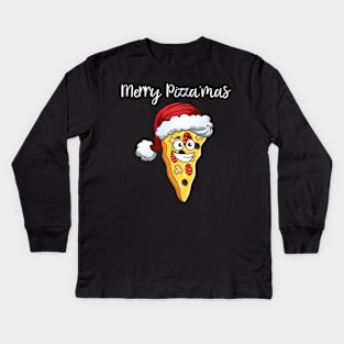 Christmas Pizza Funny Merry Pizzamas - Xmas Piza Lovers Kids Long Sleeve T-Shirt